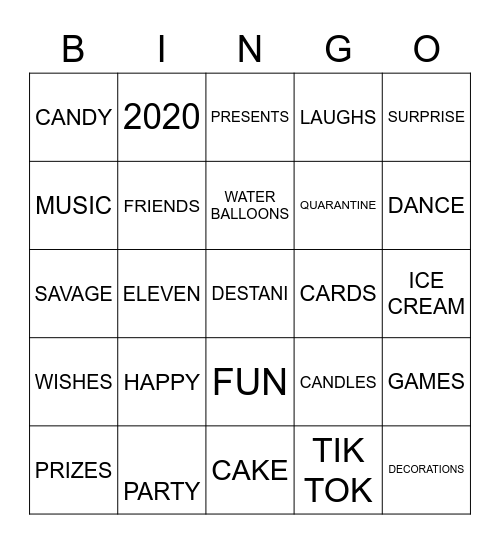 DESTANI BINGO Card