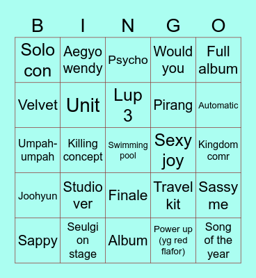 Reveluv Bingo Card