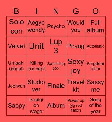 Reveluv Bingo Card