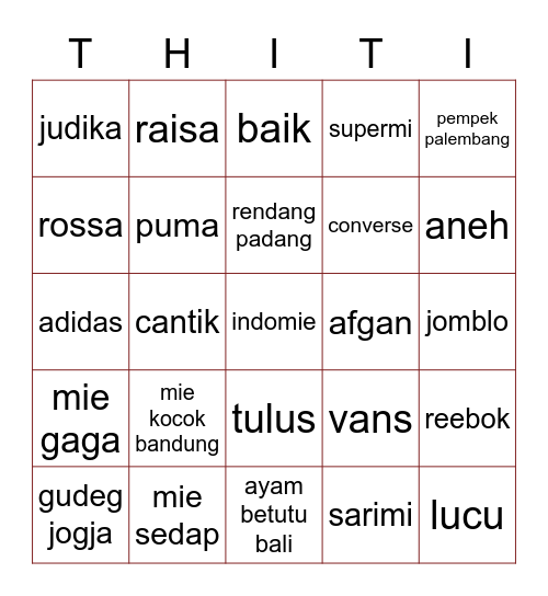 BINGONYA Bingo Card