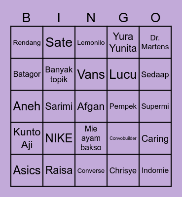 Luka ♡＾▽＾♡ Bingo Card