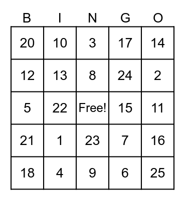 House 4 Bingo Card