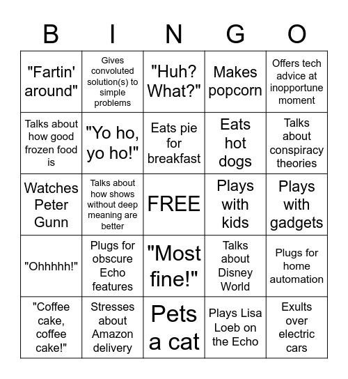 Dad Visits Colorado Bingo Card