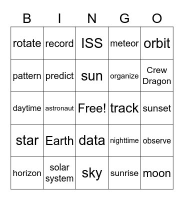 First grade Science Bingo Card