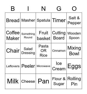 Chef Tregaye's Virtual Bingo Card