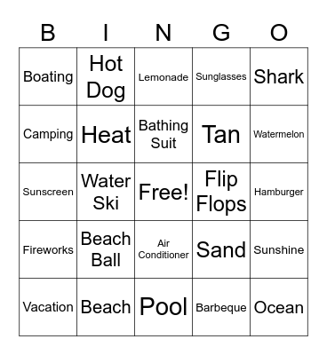 Summer Fun! Bingo Card