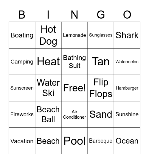 Summer Fun! Bingo Card