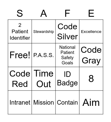 Joint Commission Bingo Card