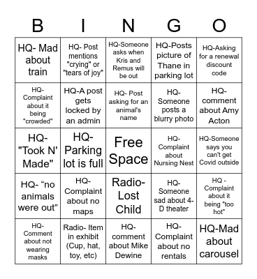 Reopening BINGO Card