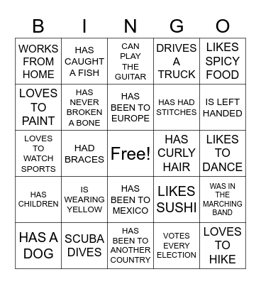 ICEBREAKER BINGO Card