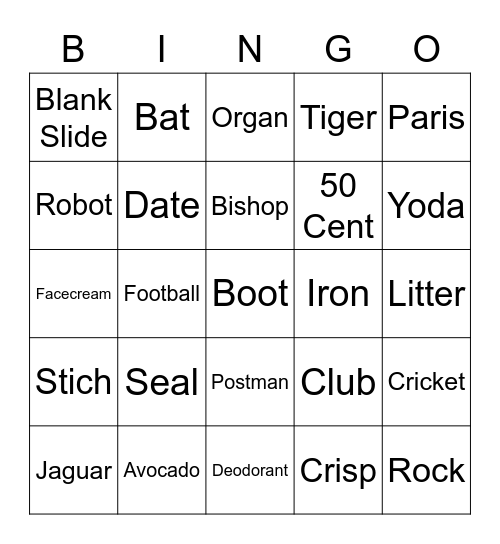 T&D Bingo Card