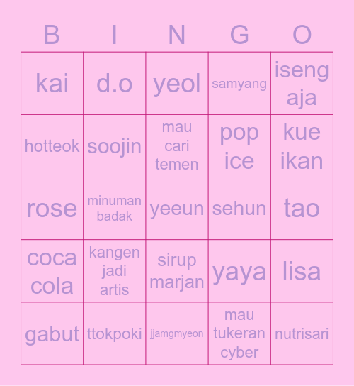 kiko :3 Bingo Card