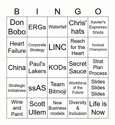 Ting's & Ricky's BINGO Game Bingo Card