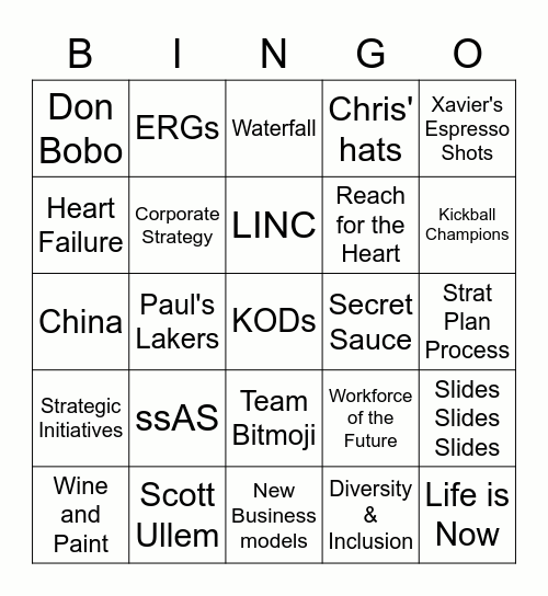 Ting's & Ricky's BINGO Game Bingo Card