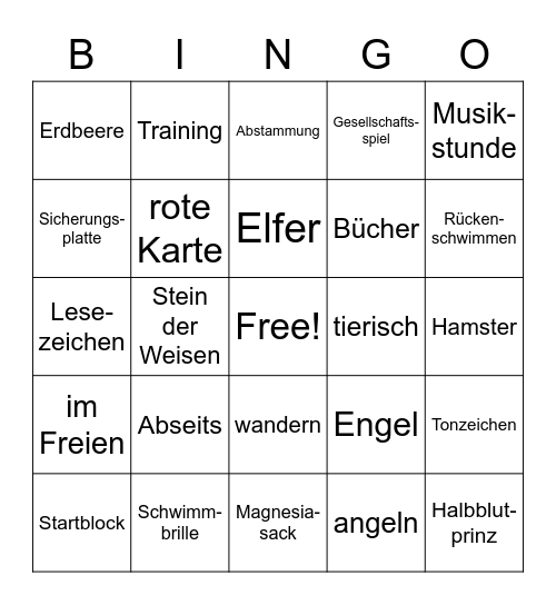 Unsere Wörter Bingo Card