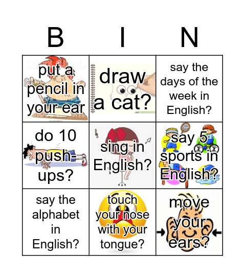 Can you...... Bingo Card