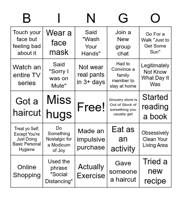 Quarantine BINGO Card