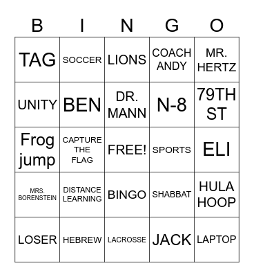 RSS Field Day 2020 Bingo Card