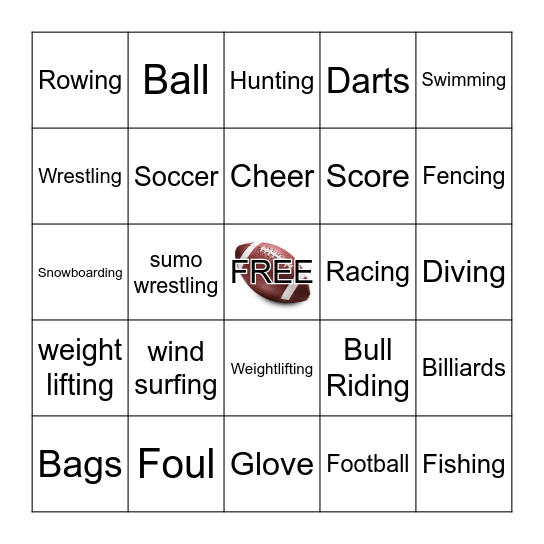 SPORTS Bingo Card