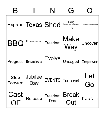Juneteenth Bingo Card