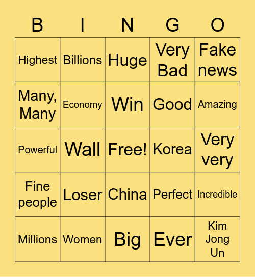 The Grand Cheeto Bingo Card