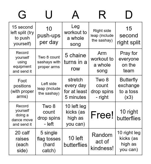 Name: Bingo Card