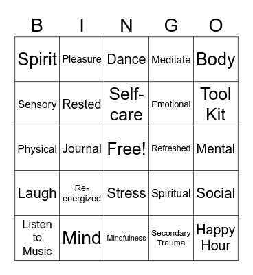 Self-Care for Urban Principals Bingo Card