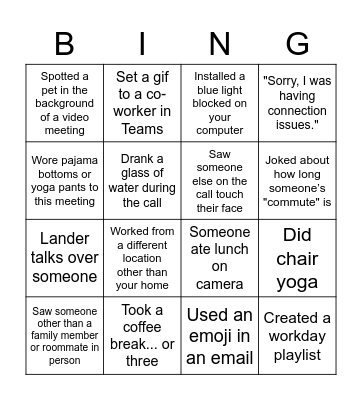 Workflow Call Bingo Card