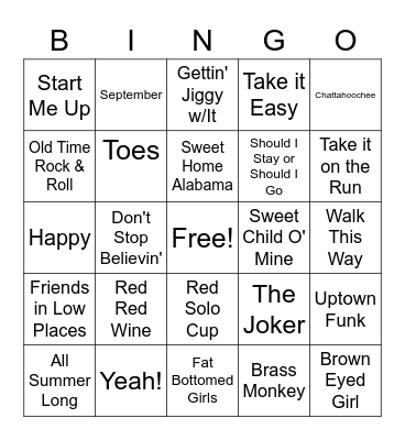 DUCK LAKE MUSIC BINGO Card