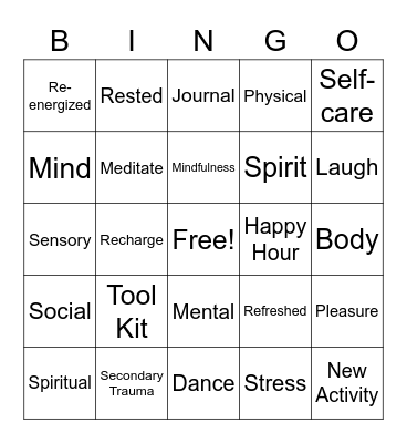 Self-Care for Urban Principals Bingo Card