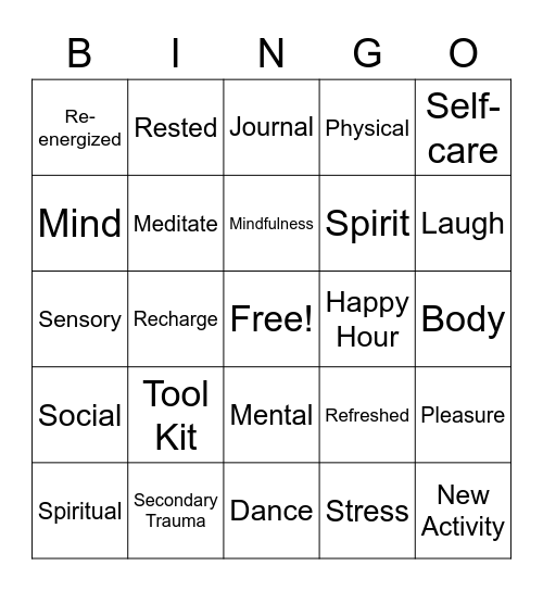 Self-Care for Urban Principals Bingo Card