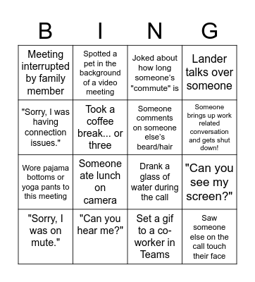 Workflow Call Bingo Card