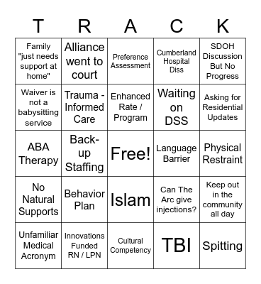 Transition Meeting "BINGO"! Bingo Card