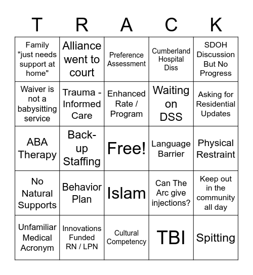 Transition Meeting "BINGO"! Bingo Card