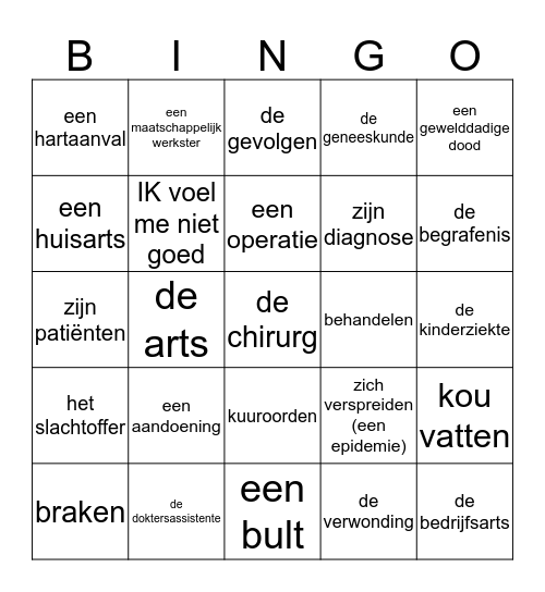 DOKTER BINGO Card