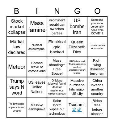 2020 Bingo Card