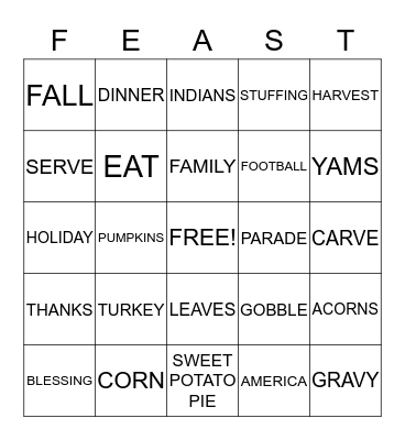 THANKSGIVING BINGO Card