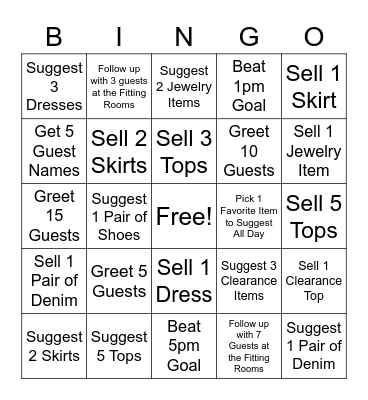 STORE BINGO Card