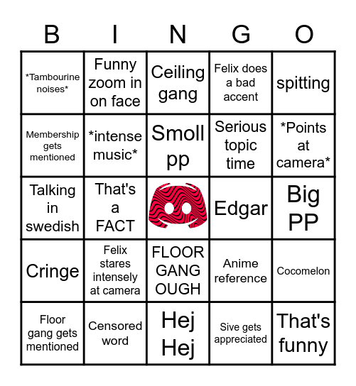 PewDiePie Bingo Card