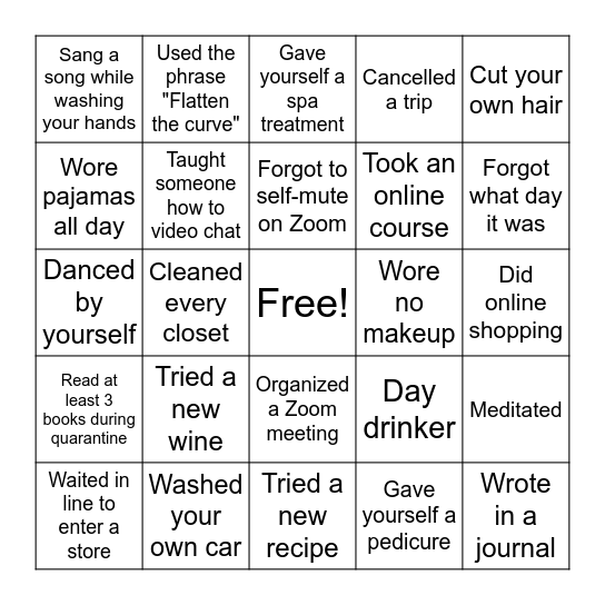 Quarantingo 1 Bingo Card