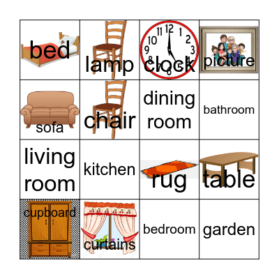 Rooms and furniture Bingo Card