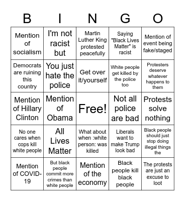 Francis on BLM Bingo Card