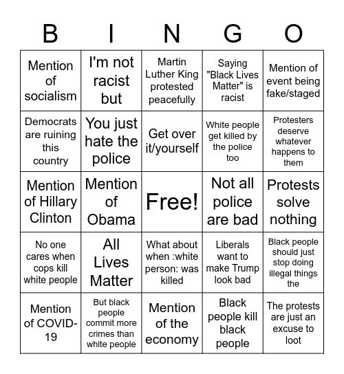 Francis on BLM Bingo Card