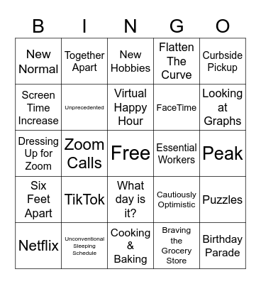 Social Distancing Bingo - 36 Degrees North Bingo Card