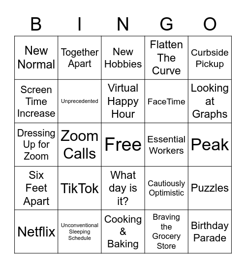 Social Distancing Bingo - 36 Degrees North Bingo Card