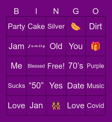Janice is “50” Bingo Card