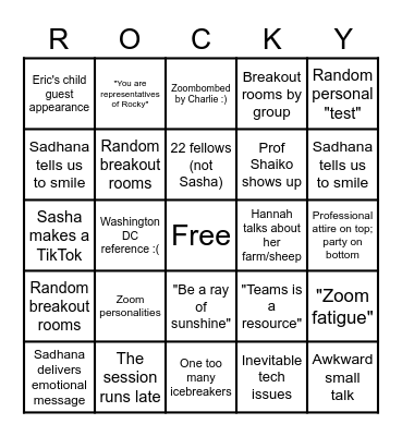 Civic Skills Training Bingo Card