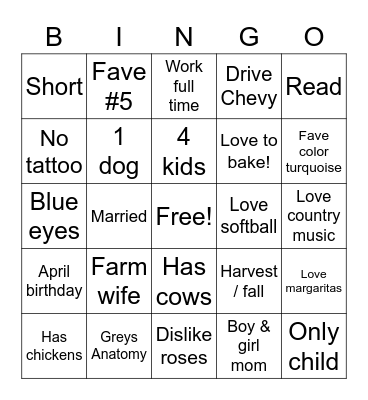 Ashley’s Bingo Card