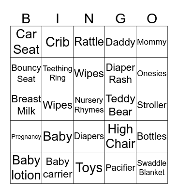 BABY BINGO!!!! Bingo Card