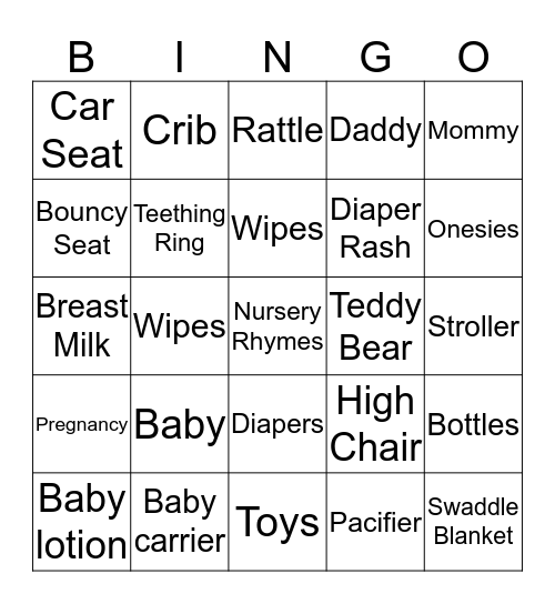 BABY BINGO!!!! Bingo Card